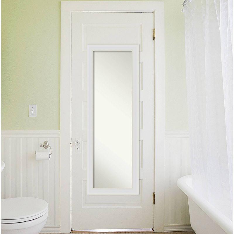 18" x 52" Flair Framed On the Door Mirror Soft White - Amanti Art: Modern Rectangle, Polystyrene Frame, No Assembly Required