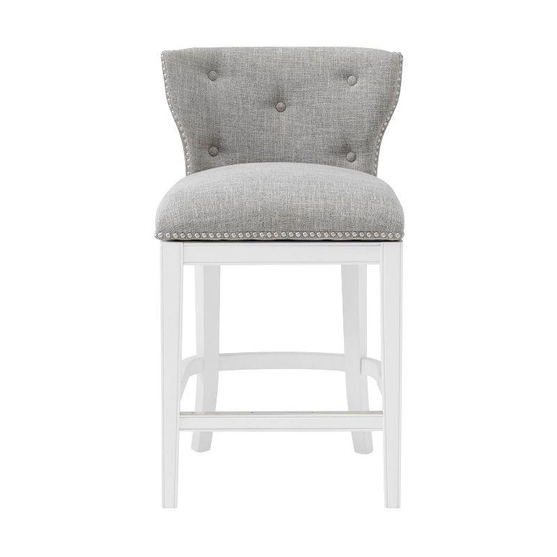 Miranda Swivel Counter Height Barstool White - Alaterre Furniture: 36in, Upholstered, Rubberwood Frame