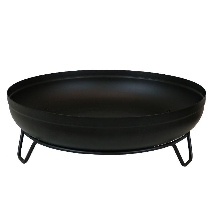 Sunnydaze Outdoor Camping or Backyard Steel with Heat-Resistant Finish Fire Pit Bowl on Stand - 23" - Black