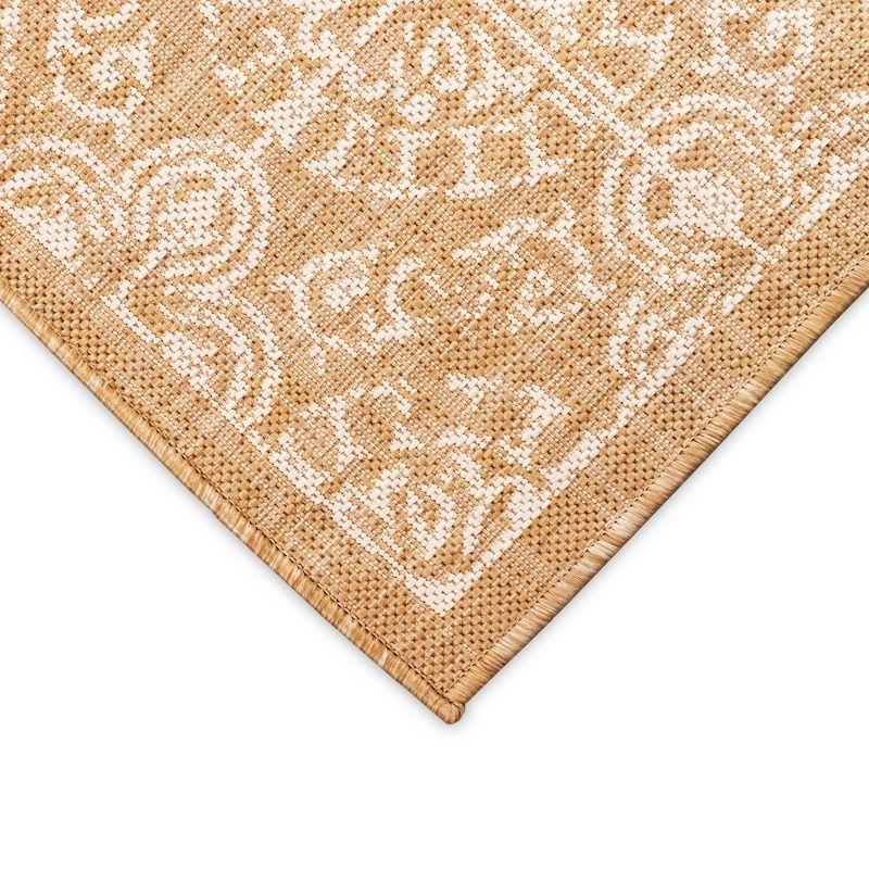 Antique Tile Sand Square Synthetic Flat Woven Rug