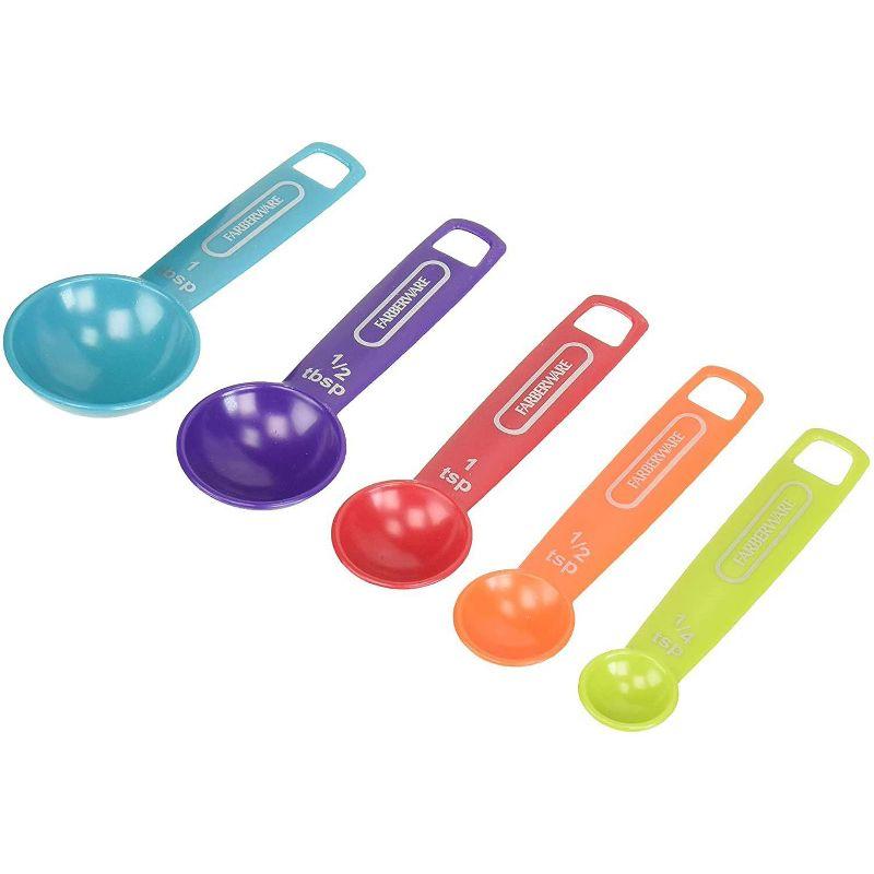 Farberware Measuring Spoons, Durable Plastic, Set of 5, Multicolored