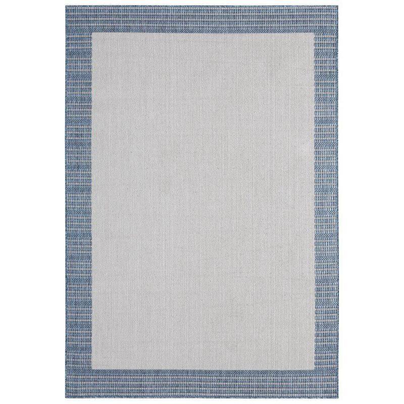 5'2" x 7'2" Gray and Blue Synthetic Indoor/Outdoor Rug