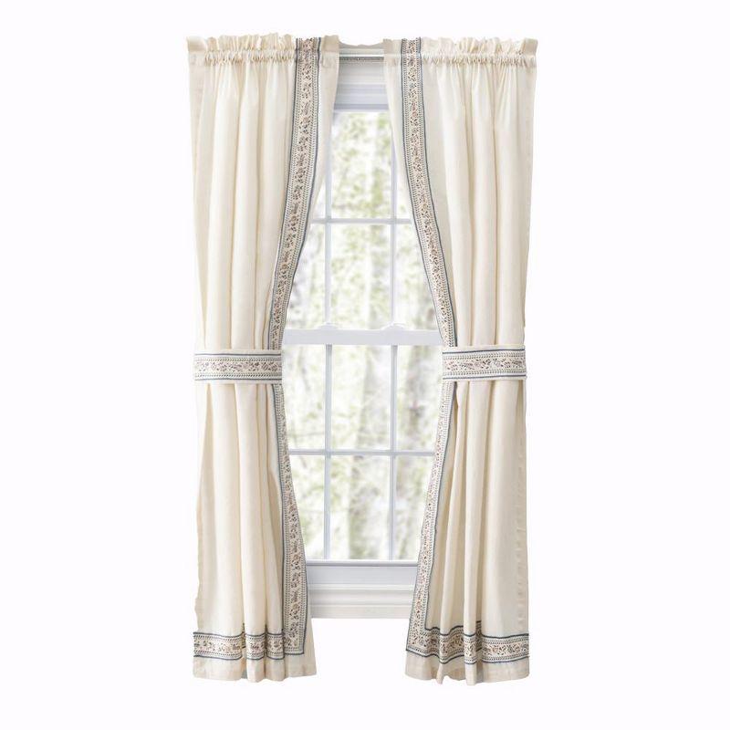 Ellis Curtain Richmark Tailored Rod Pocket Design Curtain Panel Pair for Windows with Ties 70" x 72" Natural