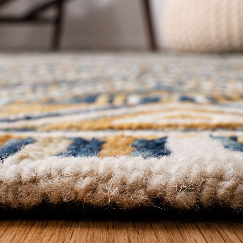 Blue and Gold Handmade Tufted Wool Runner Rug