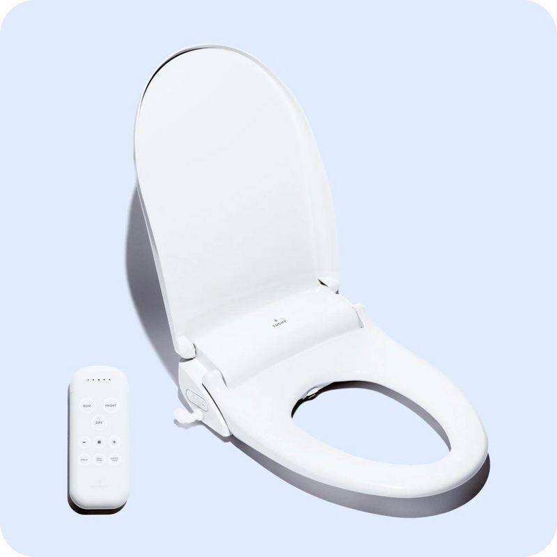 White Elongated Electric Bidet Seat with Remote Control