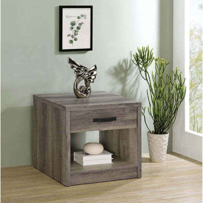 Gray Driftwood Square Wood Accent Table with Storage