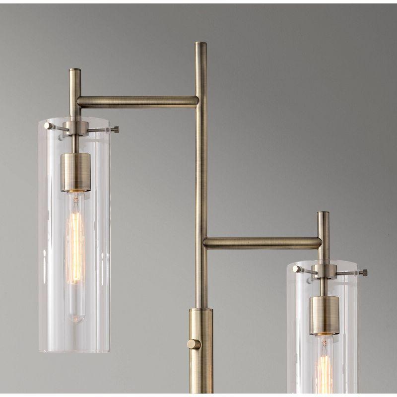 Dalton Floor Lamp: Modern Industrial, Antique Brass Finish, Edison Bulbs - Adesso