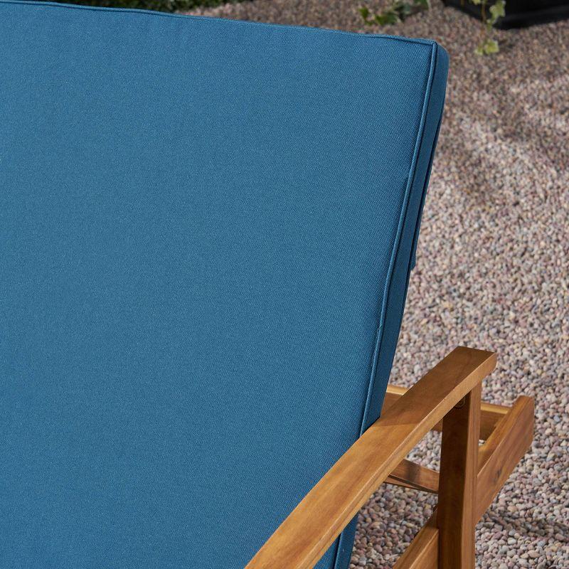 Perla Acacia Wood Double Chaise Lounge Teak/Blue - Christopher Knight Home