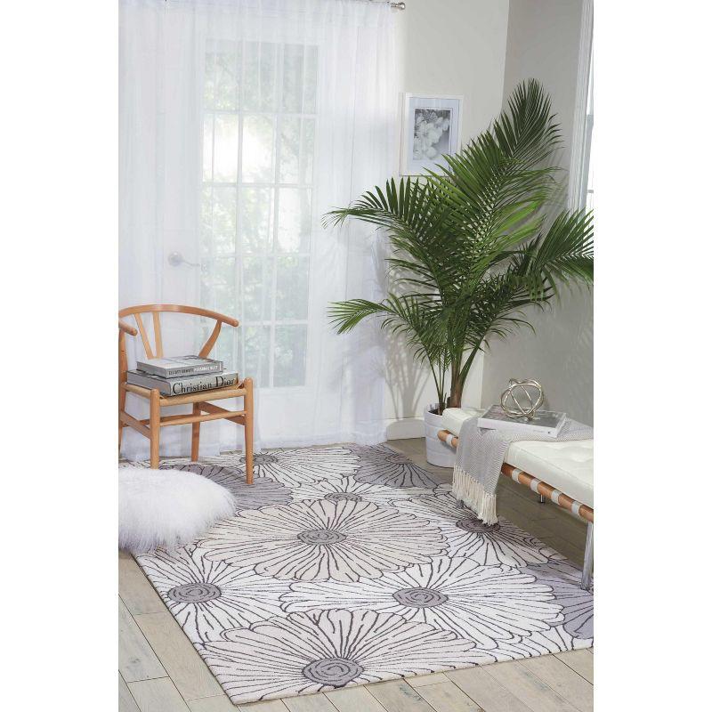 Elysian Ivory & Multicolor Floral Hand-Hooked 5' x 7' Synthetic Area Rug