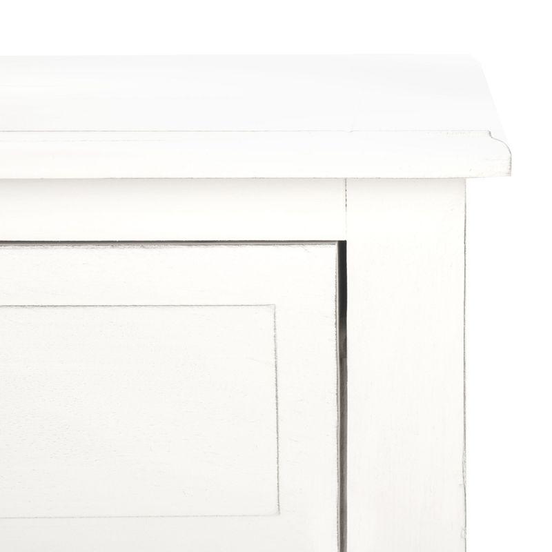 Distressed White Wood & Metal Console Table with Dual Drawers