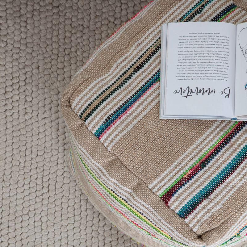 Soulard Pouf Beige - Anji Mountain: Handmade Square, Jute & Polyester, Fair Trade Certified