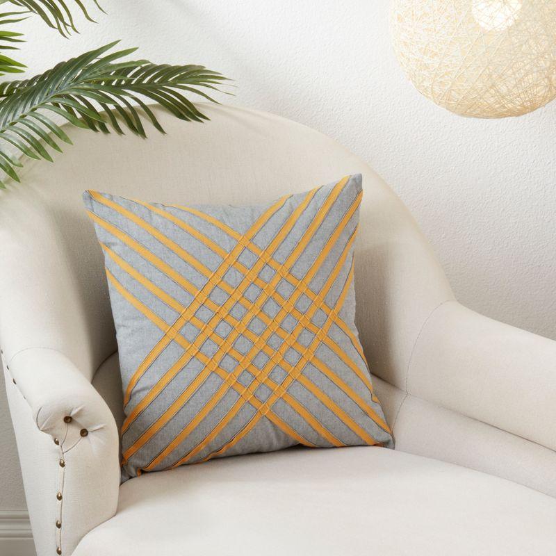 Saro Moutarde Appliqued Down Throw Pillow