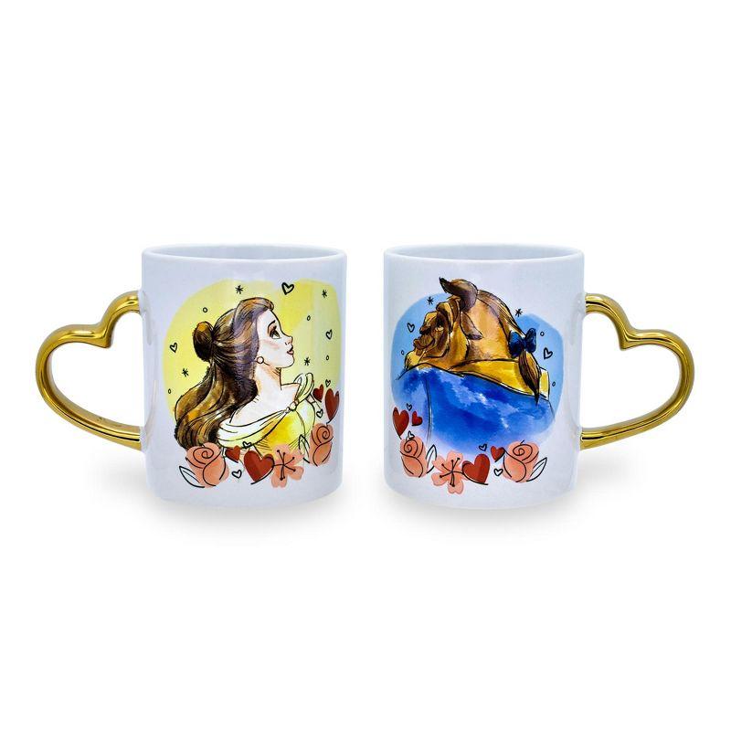 Disney Beauty and the Beast Ceramic Mug Set with Heart Handles