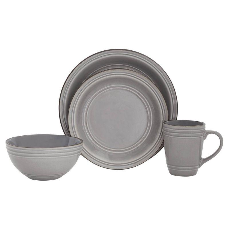 Baum Bros. 16pc Stoneware Ridgeway Dinnerware Set Gray