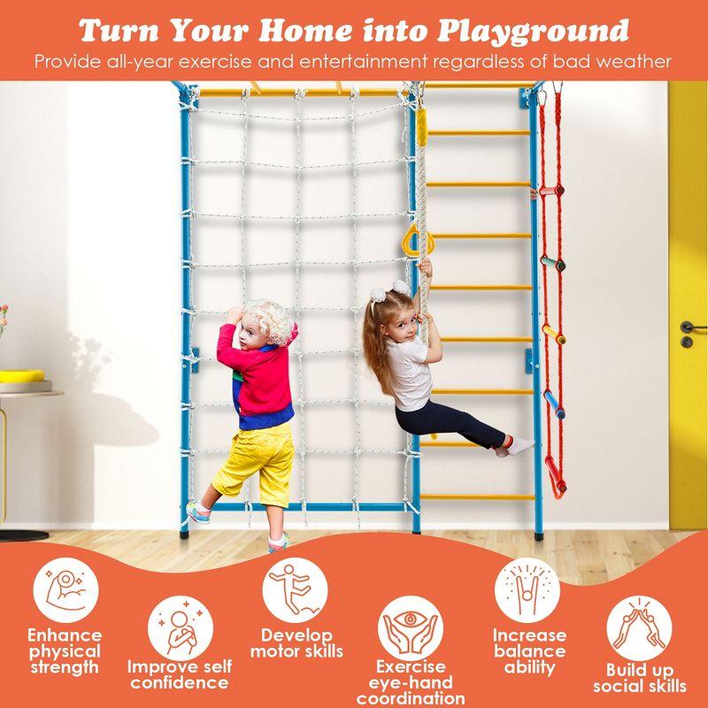 Costway 7 in 1 Kids Indoor Gym Playground Swedish Wall Ladder Children Home Climbing Gym