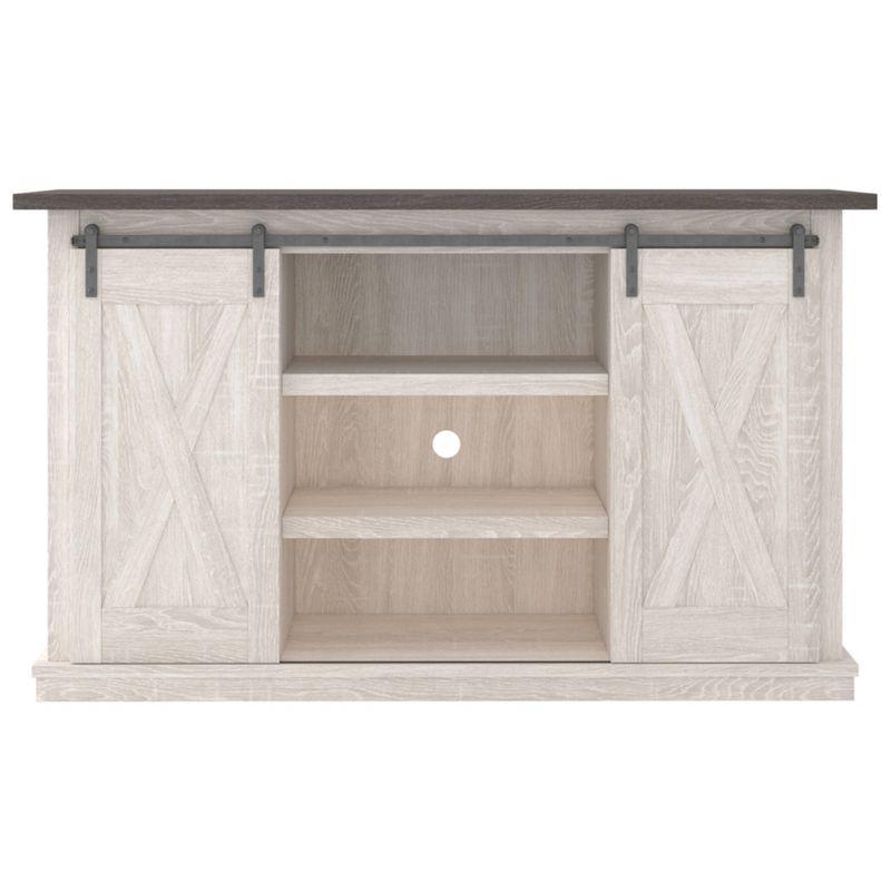 Signature Design by Ashley Dorrinson Medium TV Stand for TVs up to 63" Two-Tone: Farmhouse Media Console with Adjustable Shelves