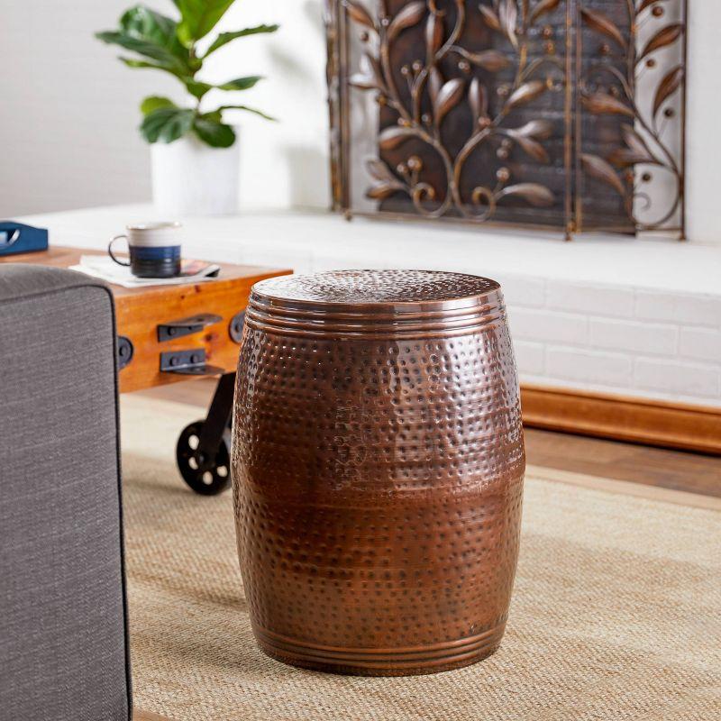 Metal Drum Accent Table Bronze - Olivia & May