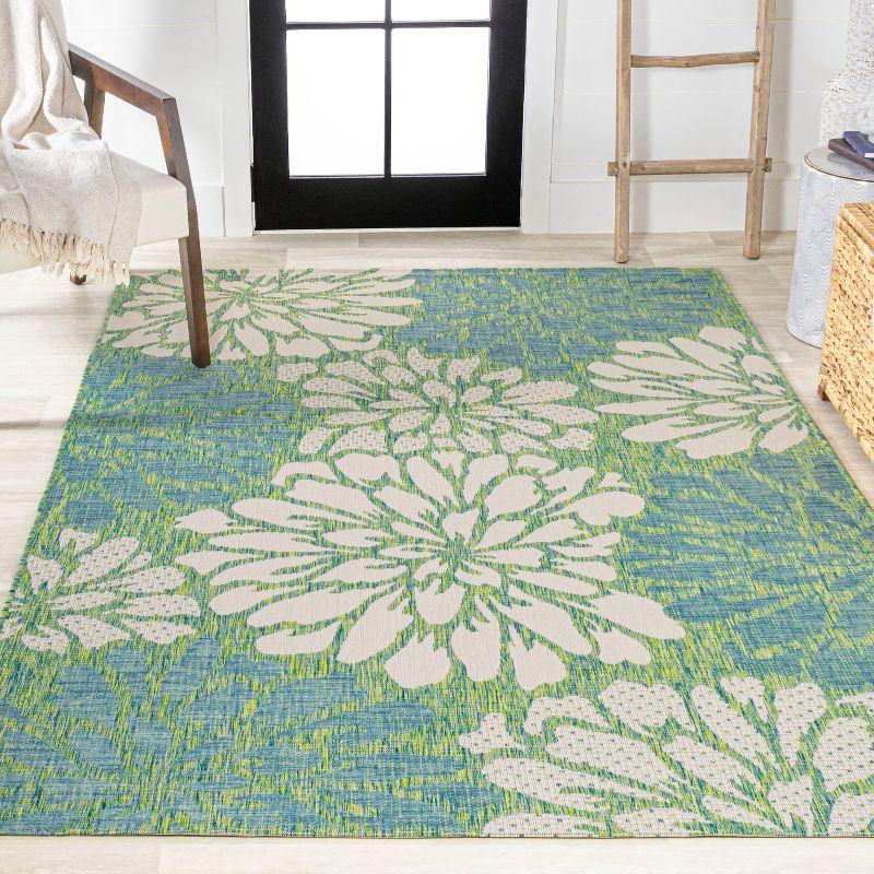 Zinnia Modern Floral Textured Weave Indoor/Outdoor Area Rug - JONATHAN Y