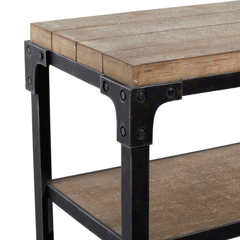 Wood 2 Shelves Brown Console Table