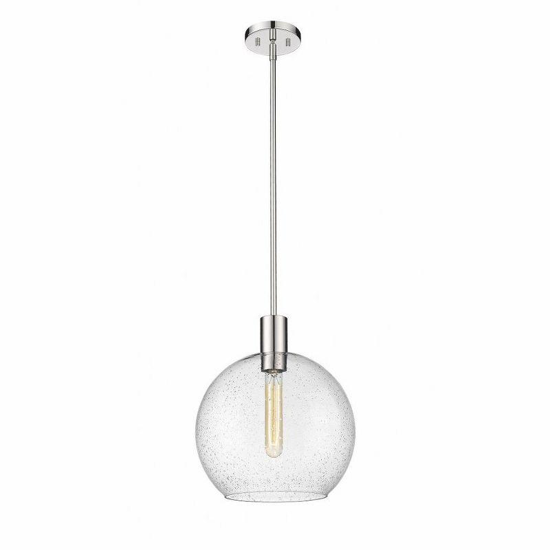 Sleek Mid-Century Modern Polished Nickel Globe Pendant