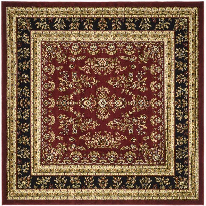 Lyndhurst Sarouk LNH331 Power Loomed Area Rug - Red/Black - 6'x6' - Safavieh
