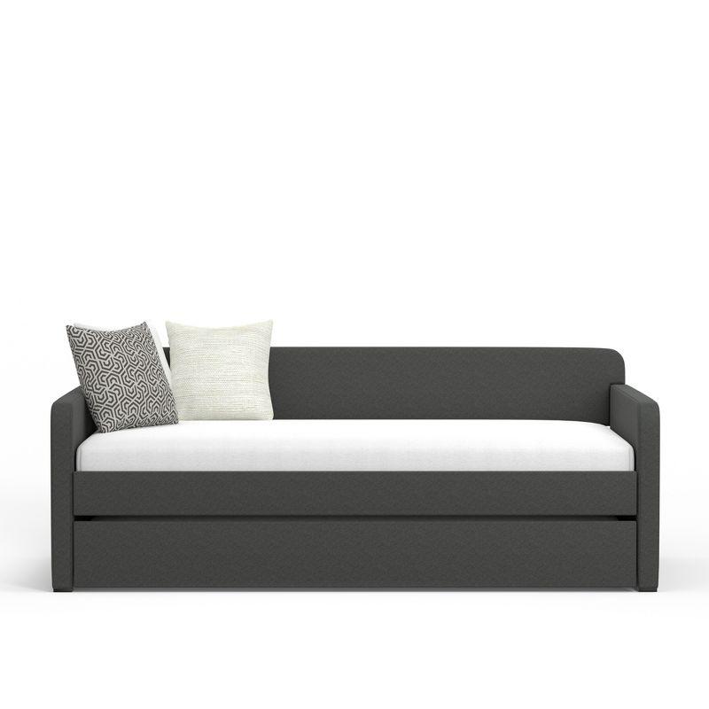 Twin Gray Upholstered Wood Frame Daybed with Tufted Upholstery