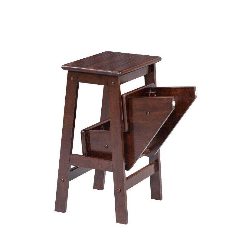 Boraam 24" Industries Folding Step Stool - Dark Cappuccino: Hardwood, Lacquered, 300lb Capacity