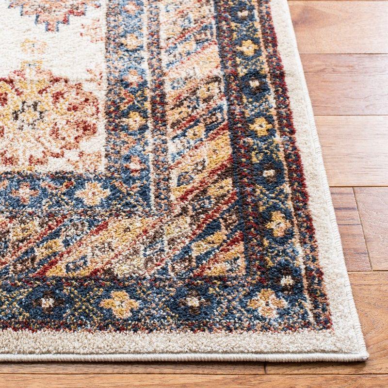 Ivory and Brown Hand-knotted Square Synthetic Rug