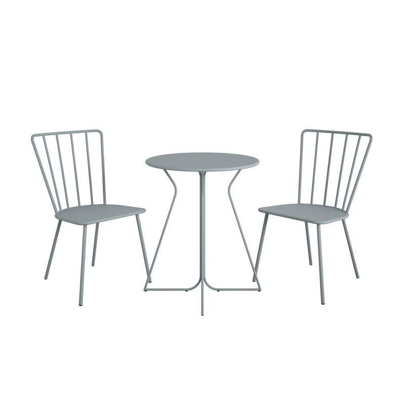 Heidi Gray 3-Piece Round Steel Bistro Set