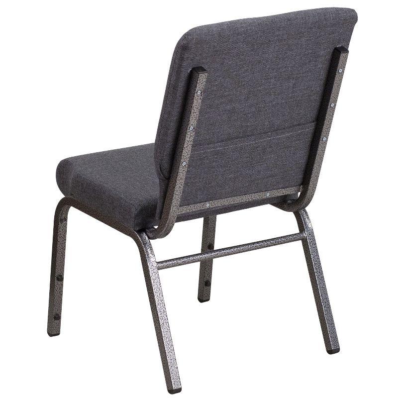 Emma and Oliver 18.5"W Stack Church Chair, Dark Gray Fabric/Silver Vein Frame