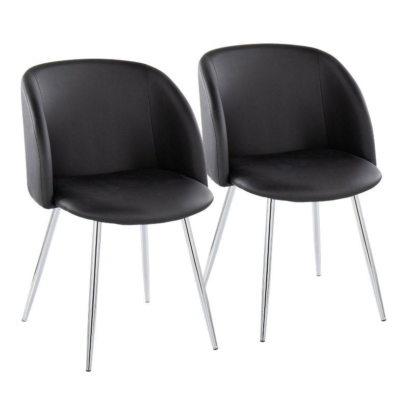 Set of 2 Fran Dining Chairs Chrome/Black - LumiSource: Upholstered, Metal Legs, Contemporary Style