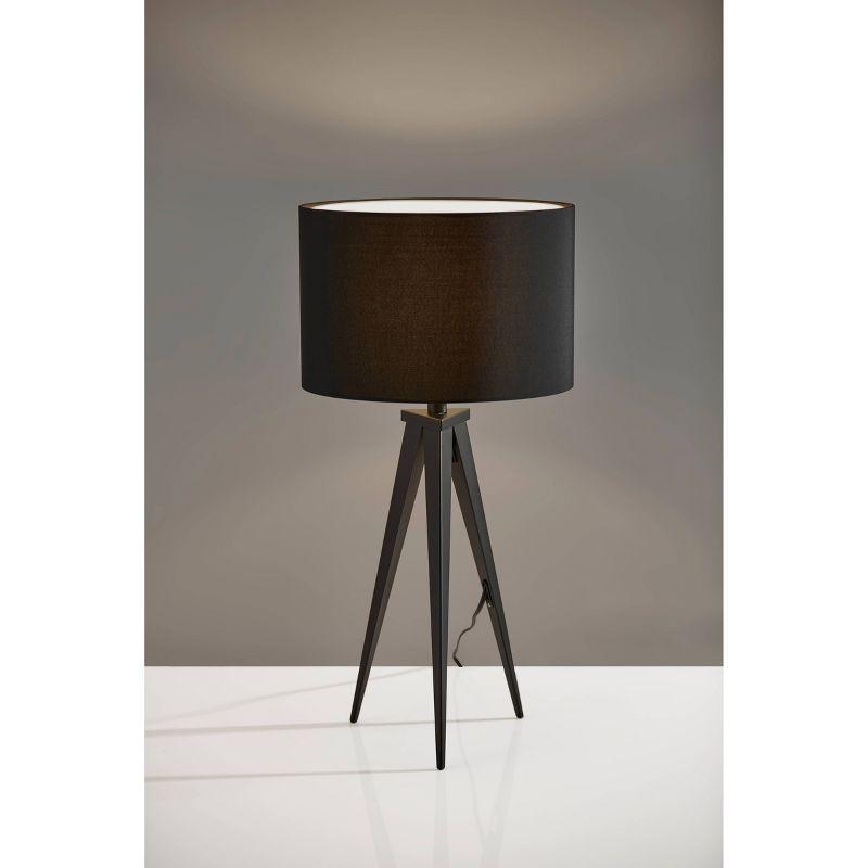 Adesso Director Table Lamp Black: Modern Cotton Shade, Metal Body, UL Listed, No Assembly Required