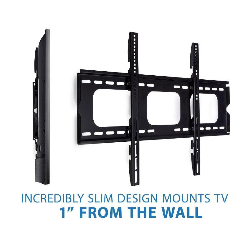 Mount-It! Low-Profile TV Wall Mount 1" Slim Fixed Bracket for 32, 40, 42, 48, 49, 50, 51, 52, 55, 60 inch TVs VESA Compatible up to 600 x 400 Black