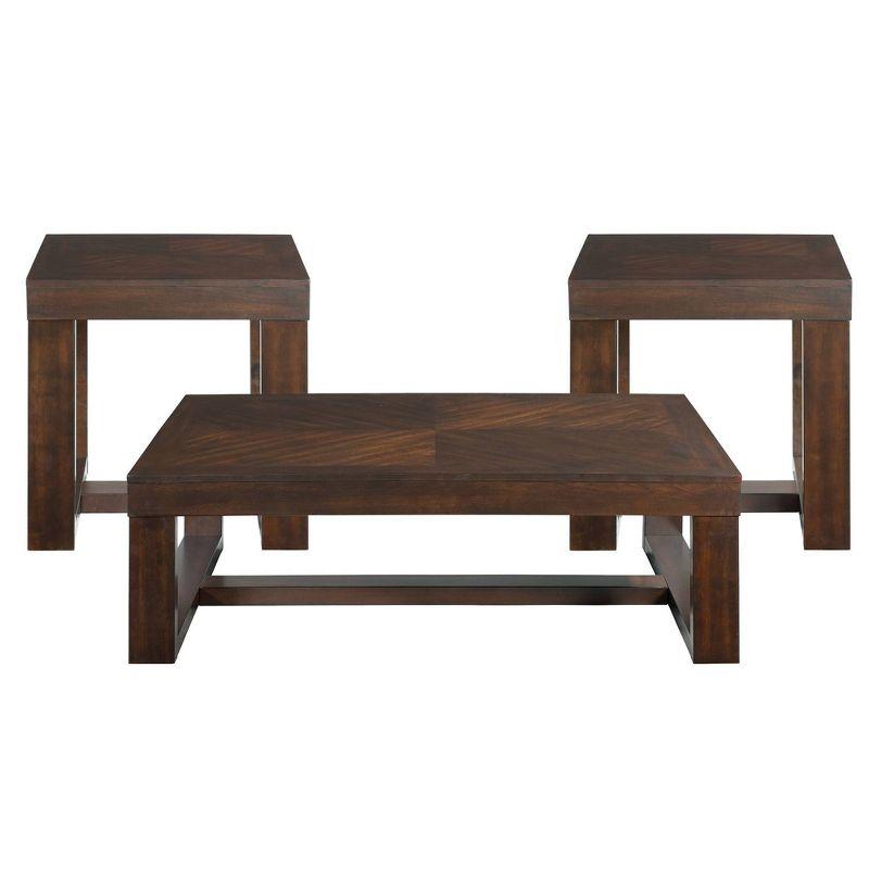 Drew 3-Piece Rectangular Brown Wood Occasional Table Set