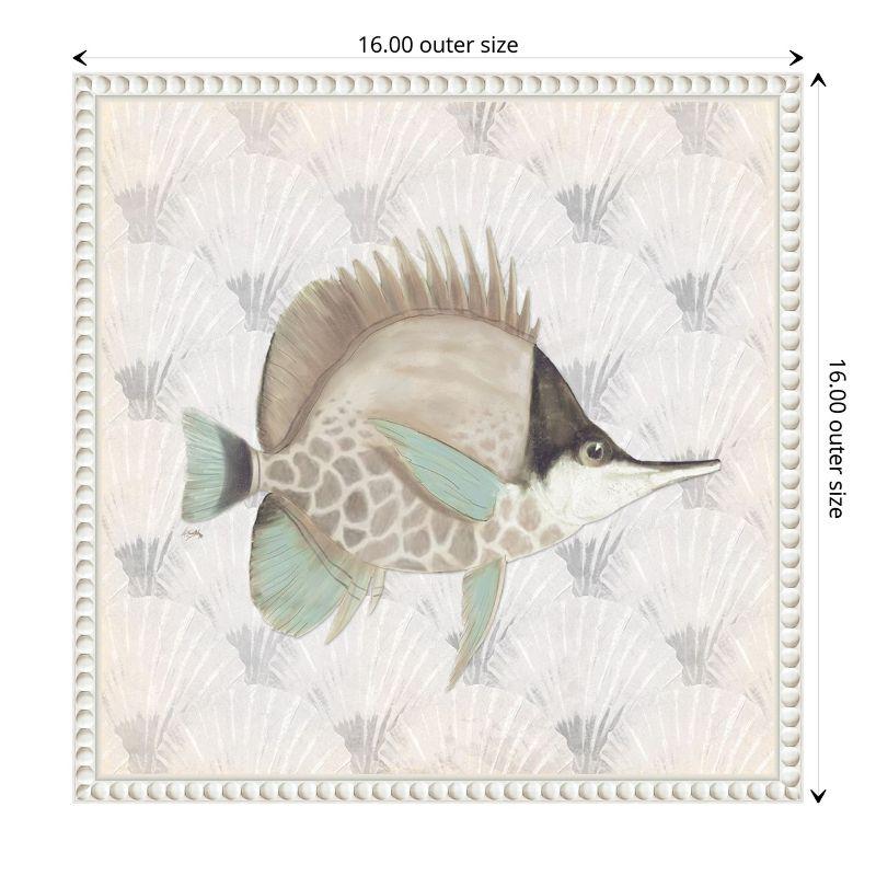 Amanti Art Neutral Vintage Fish III by Elizabeth Medley Canvas Wall Art Print Framed 16 x 16-in.