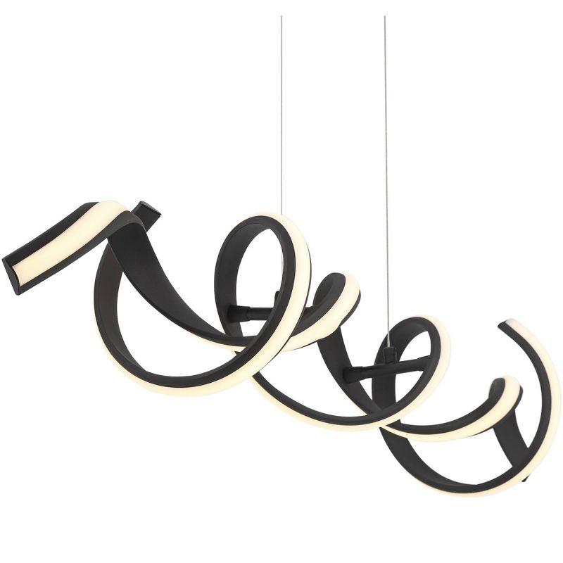 Possini Euro Design Helix Sand Black Island Pendant Chandelier 46" Wide Ultra Modern Spiral Dimmable LED Light Strip Twisting Ribbon Dining Room House