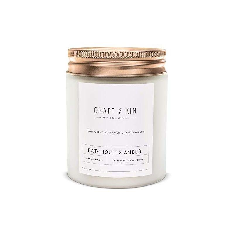 Craft & Kin Wood Wick, All-Natural Soy Aromatherapy Candle in Frosted Glass Jar