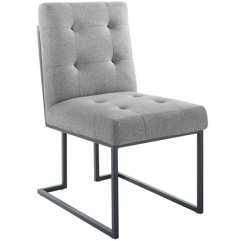 Set of 2 Privy Stainless Steel Upholstered Fabric Dining Chairs Black/Light Gray - Modway: Geometric Base, No Assembly Required