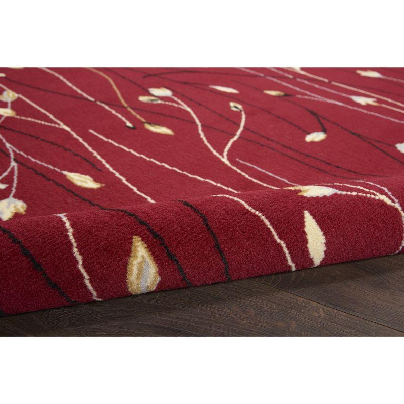 Floral Radiance Red and Grey 8' x 10' Synthetic Area Rug