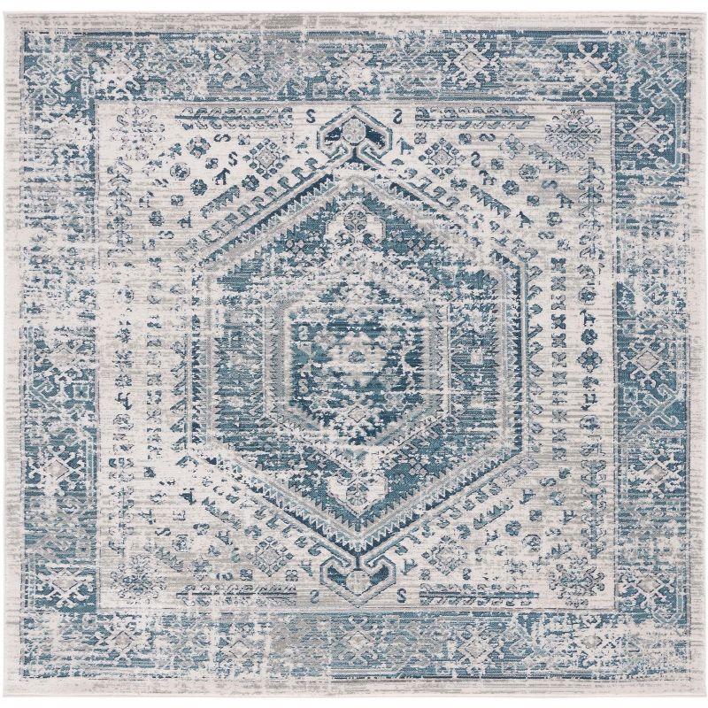 Ivory Hand-knotted Synthetic Square Easy Care Rug