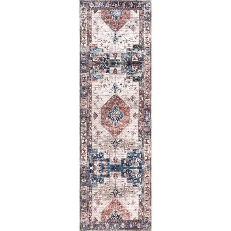 Eliza Multi-Color Traditional Medallion Washable Area Rug