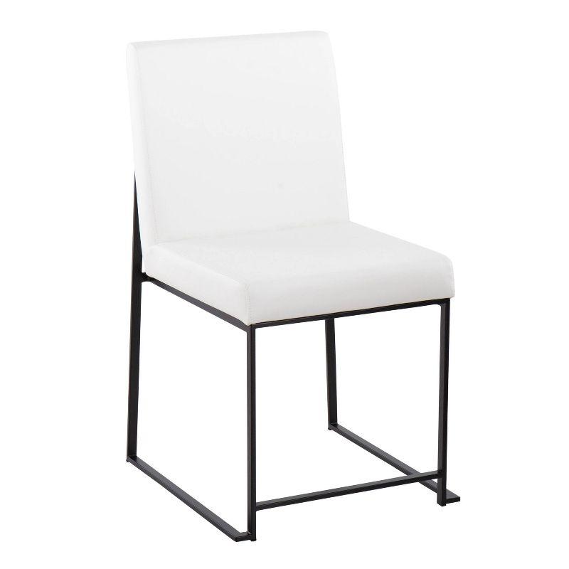 Fuji High Back Contemporary White Faux Leather Side Chair with Black Steel Frame