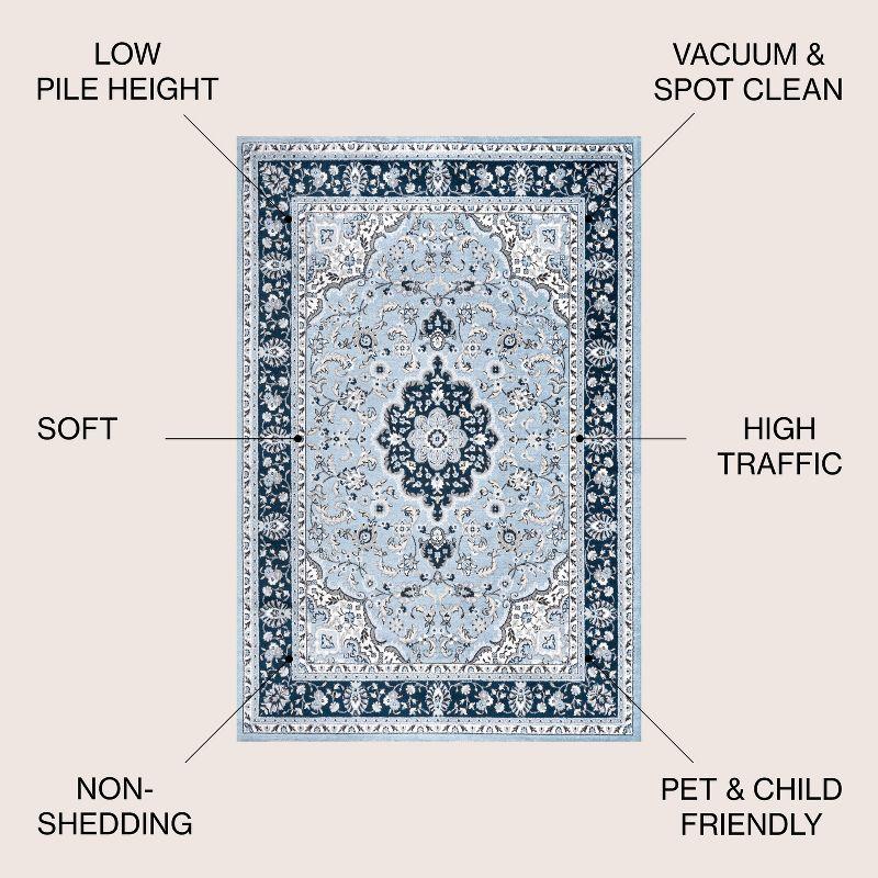 8'x 10' Palmette Modern Persian Floral Area Rug, Blue/Navy - JONATHAN Y