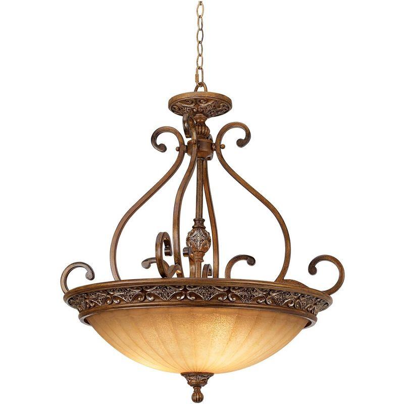 Kathy Ireland Sterling Estate Golden Bronze Pendant Chandelier 26 1/2" Wide Rustic Champagne Bowl Shade 3-Light Fixture for Dining Room Kitchen Island