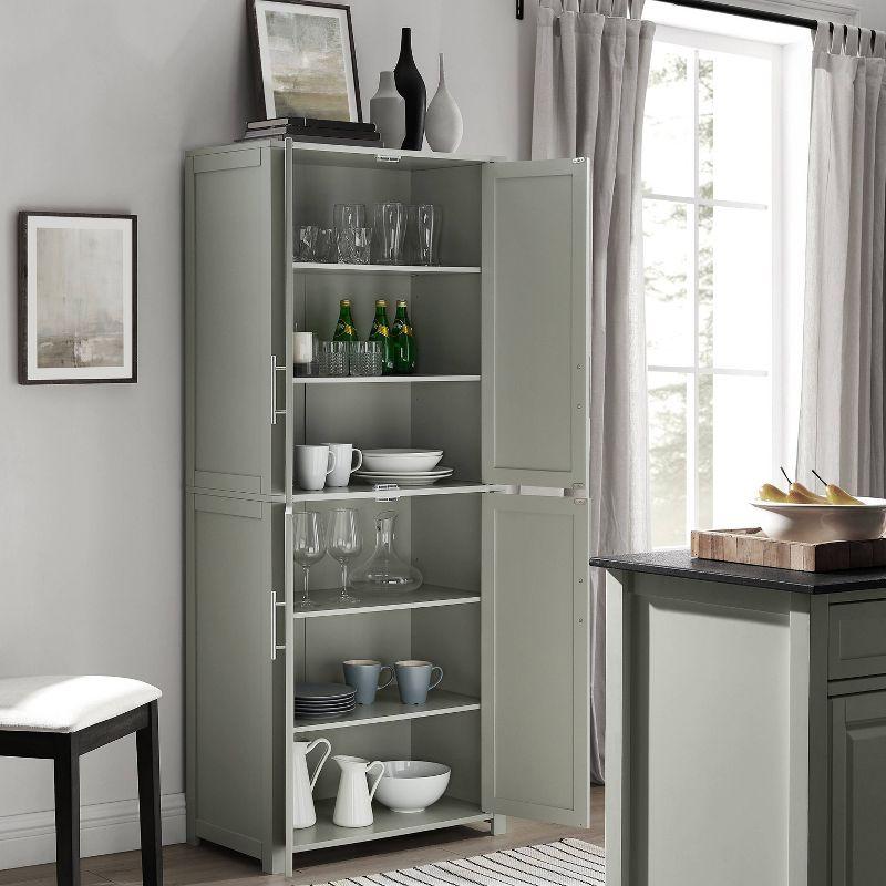 Savannah Tall Pantry Gray - Crosley: Shaker-Style Doors, Adjustable Shelves, Kitchen Storage