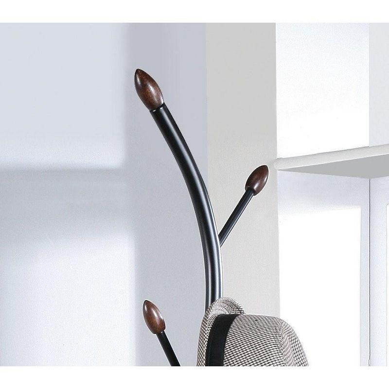 Roundhill Furniture Arles Metal Standing Coat Rack - Black and Walnut