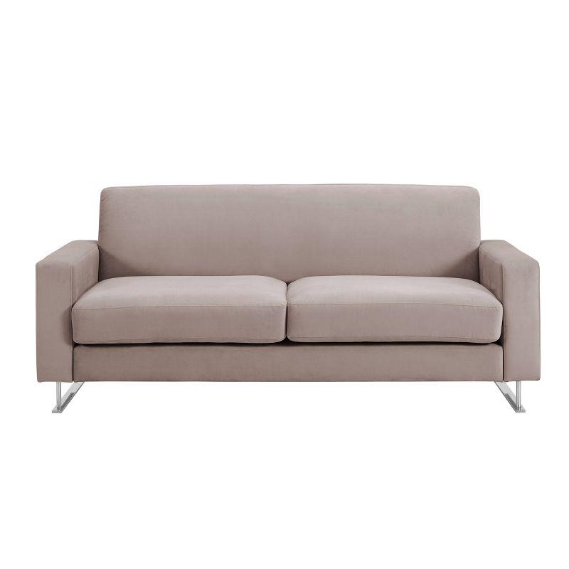 Elle Decor Baylie Mid-Century Modern Sofa with Chrome Sleigh Legs