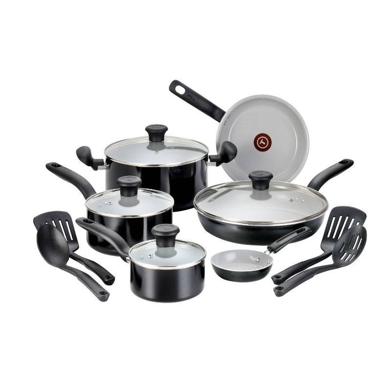 T-fal 14pc Cookware Set, Initiatives Ceramic Black