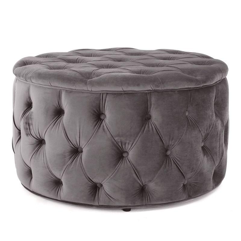Zelfa New Velvet Ottoman Gray - Christopher Knight Home