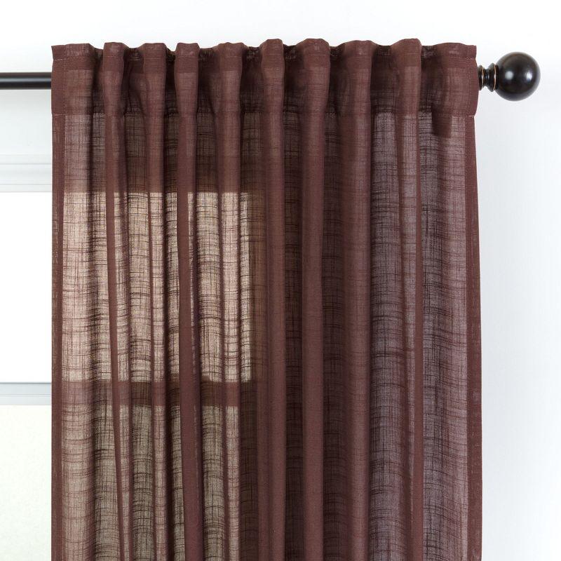 Chanasya 2pk Textured Crosshatch Semi Sheer Window Curtain Panels - Set of 2 - 52 x 63 Inches Long - Brown